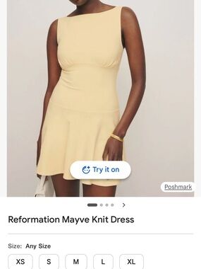 Reformation Pale Yellow Sleeveless Knit Mini Dress